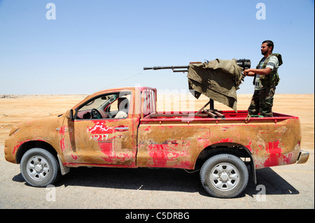 a war between Gaddafi army and Libya's Transitional National Council army with air support from NATO started on the 17 March 201 Stock Photo