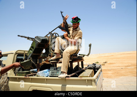 a war between Gaddafi army and Libya's Transitional National Council army with air support from NATO started on the 17 March 201 Stock Photo