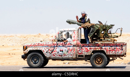 a war between Gaddafi army and Libya's Transitional National Council army with air support from NATO started on the 17 March 201 Stock Photo