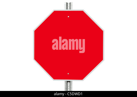 Blank stop sign isolated on white. Stock Photo