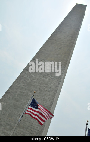 The Washington Monument is an obelisk near the west end of the National Mall in Washington, D.C. Stock Photo
