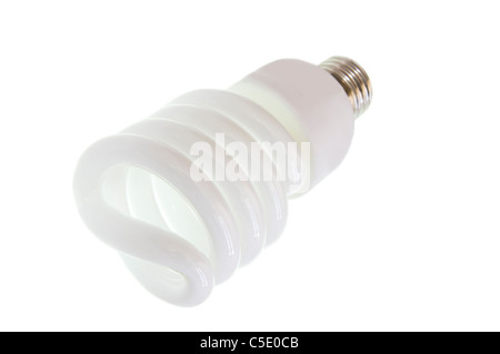compact fluorescent spiral lamp against white background Stock Photo
