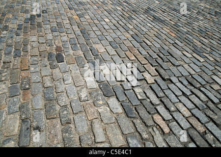 gray rectangular cobblestone street background Stock Photo