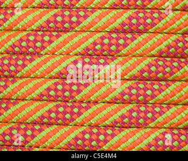 macro of a new orange yellow and red climbing rope Stock Photo
