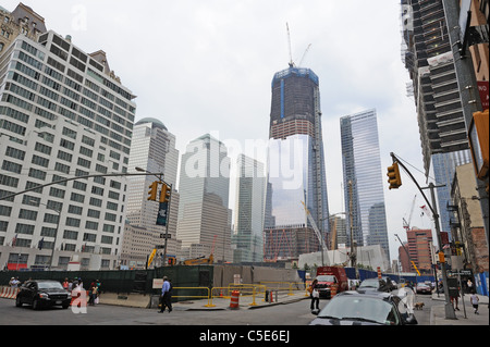One World Trade Center under construction. July 18, 2011 Stock Photo