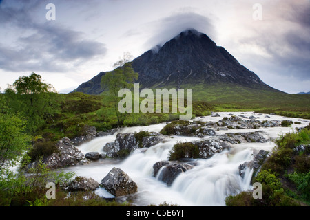 Buachaille Etive Mor and River Coupall, Highland, Scotland, UK. Stock Photo