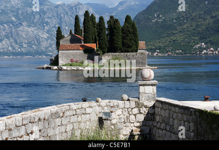 Island Sveti Dorde from island Gospa od Skrpjela, Kotor Bay, Montenegro ...