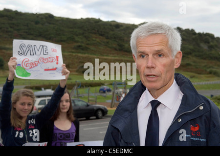 Campaigners meet the Coastguard Agency's Chief executive Sir Alan Massey over the planned closure of Swansea Coastguard Station. Stock Photo