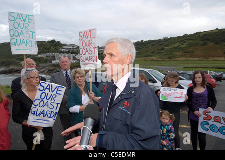 Campaigners meet the Coastguard Agency's Chief executive Sir Alan Massey over the planned closure of Swansea Coastguard Station. Stock Photo