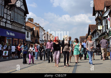 People walking in pedestrianised street, Stratford-upon-Avon, UK Stock Photo