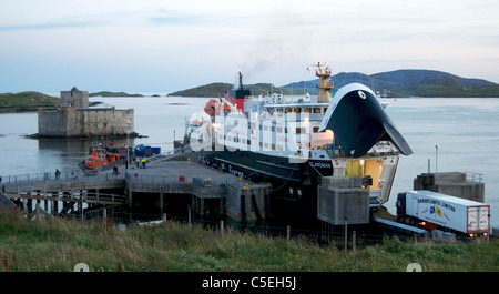 Ferry Clansman docks at Castlebay, Isle of Barra, Outer Hebrides Stock Photo