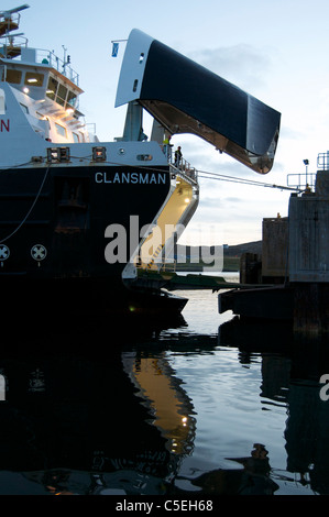 Ferry Clansman docks at Castlebay, Isle of Barra, Outer Hebrides Stock Photo