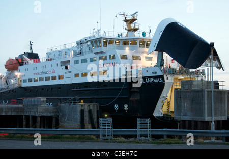 Ferry Clansman docks at Castlebay, Isle of Barra, Outer Hebrides Stock Photo