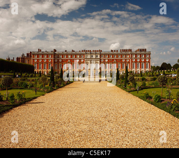 Hampton Court Palace south front, and Privy Garden. Stock Photo