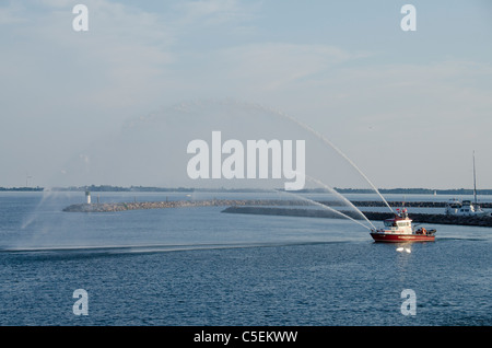 Ontario, Canada, Kingston. Kingston Fire & Rescue boat on Lake Ontario ...