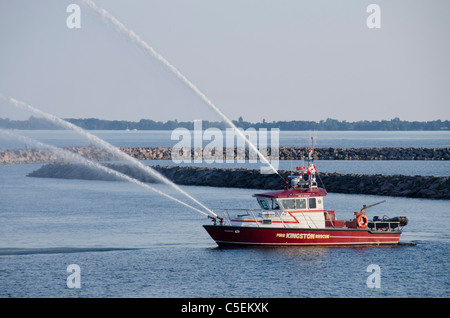 Ontario, Canada, Kingston. Kingston Fire & Rescue boat on Lake Ontario ...