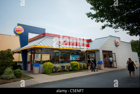 A Burger King fast food restaurant in the City of Long Beach on Long Island Stock Photo