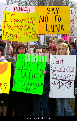 People protest cuts to education funding in Boise, Idaho, USA. Stock Photo
