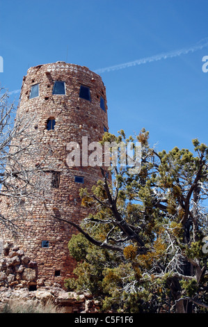 The Desert View Watchtower was one of the structures in the Grand Canyon designed by Mary Colter for the Fred Harvey Company Stock Photo