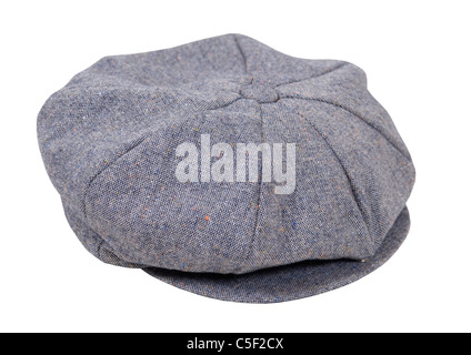 Masculine tweed flat driving cap worn on the head when out for a drive - path included
