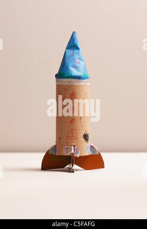 Homemade child's rocket, studio shot