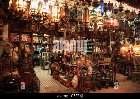 Landscape Lantern market stall in the souk, Taroudant, Taroudannt, southern Morocco Stock Photo