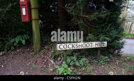 Cockshoot Hill lane sign, St. Briavel's, Gloucestershire England UK Stock Photo