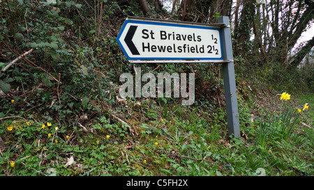 St Briavels and Hewelsfield village direction sign in spring in the Forest of Dean Gloucestershire England UK  KATHY DEWITT Stock Photo