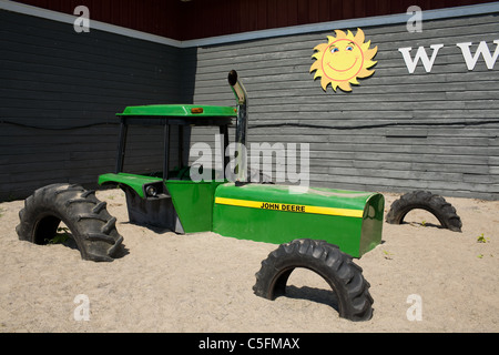 Humorous tractor decoration at Schoharie County fairgrounds, Cobleskill, New York State, USA Stock Photo