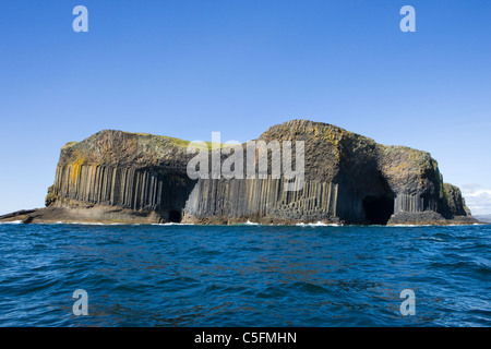 Staffa, Fingal's Cave on right, Boat Cave on left. Scotland, UK.