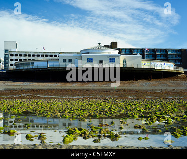 'The Lido', an Art Deco building on Worthing seafront from the beach. Picture by Julie Edwards Stock Photo