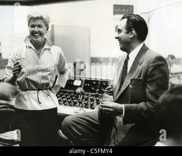 DORIS DAY with husband Marty Melcher in a recording studio  about 1962 Stock Photo