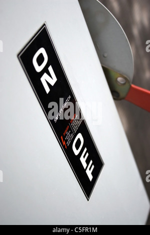 A commercial grade industrial on off switch for high voltage applications. Stock Photo