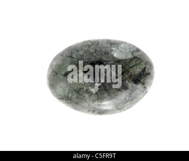 Polished rock sample from India Tourmaline in Quartz Stock Photo