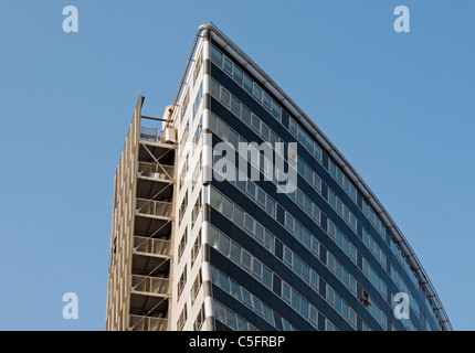 Modern Schild (Shield) Annex Building of Revitalized Gasometer B by Architect Coop Himmelbau, Simmering, Vienna (Wien), Austria Stock Photo