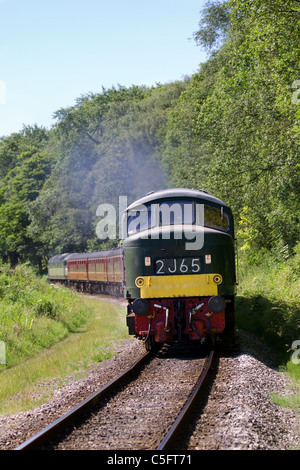 Old railway trains Diesel engines; Yellow front-end of British Rail Class 46 D182 Locomotive East Lancs. Railway's Summer Gala on Sunday 3rd July 201 Stock Photo