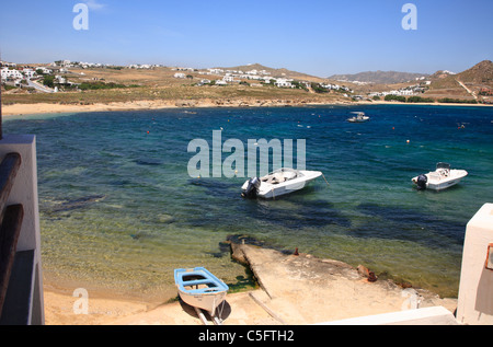 Fishing Village of Agia Anna Kalafatis Harbour Cyclades Island of Mykonos Greece EU European Union Europe Stock Photo
