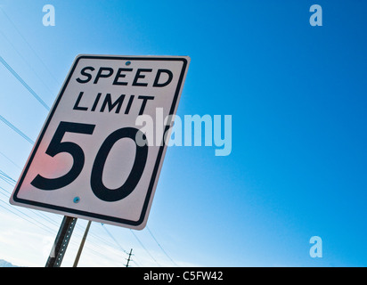 Speed limit signs along Pecos Road near Phoenix, AZ. Stock Photo