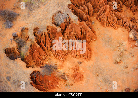 Soil erosion creates intricate patterns,Kenya Stock Photo