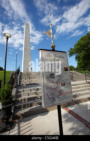 Freedom Trail sign at the Bunker Hill Monument, Boston, Massachusetts Stock Photo
