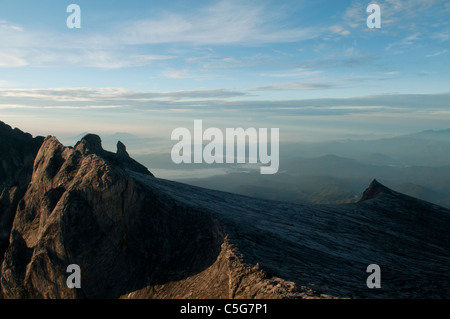 view of South Peak and the Donkey Ears from the summit of Mount Kinabalu in Sabah, Borneo, Malaysia Stock Photo