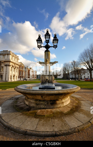 Fountain in Old Royal Naval College, now Greenwich University Stock Photo