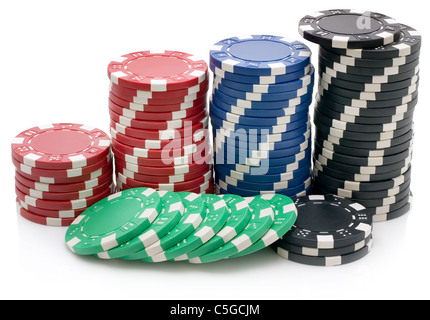 Poker chips isolated on white background Stock Photo