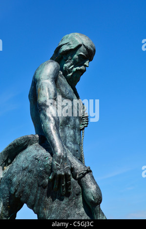 The statue of the Ancient Mariner by Alan B Herriot at Watchet Harbour, Somerset, England. Stock Photo