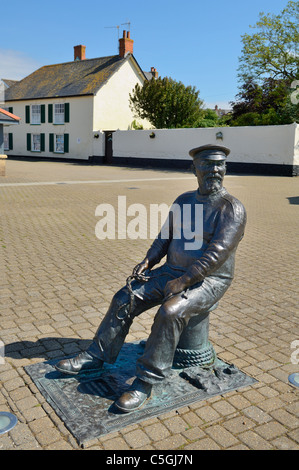 The statue of Yankee Jack by Alan B Herriot at Watchet Harbour, Somerset, England. Stock Photo