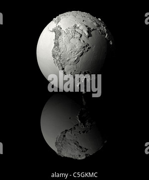 Realistic model of planet earth on black background, north america, 3d render Stock Photo