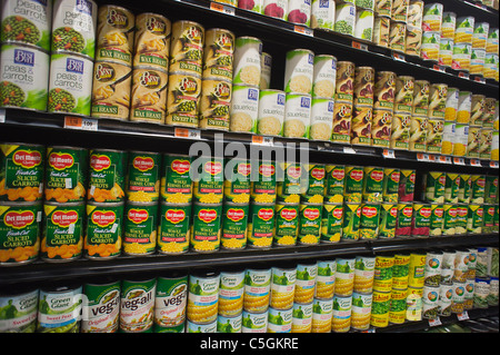 A variety of canned vegetables are seen on a supermarket shelf in New York on Wednesday, July 20, 2011. (© Richard B. Levine)