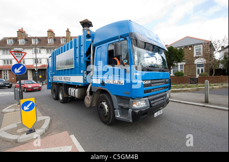Council lorry collecting recyclable waste in Lewisham, London, England. Stock Photo