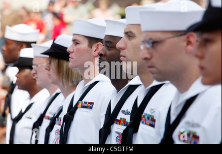 U.S. Navy sailors in formation Stock Photo