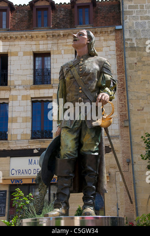 Statue of Cyrano de Bergerac (6 March 1619 – 28 July 1655) in Old Bergerac Dordogne Aquitaine France Stock Photo